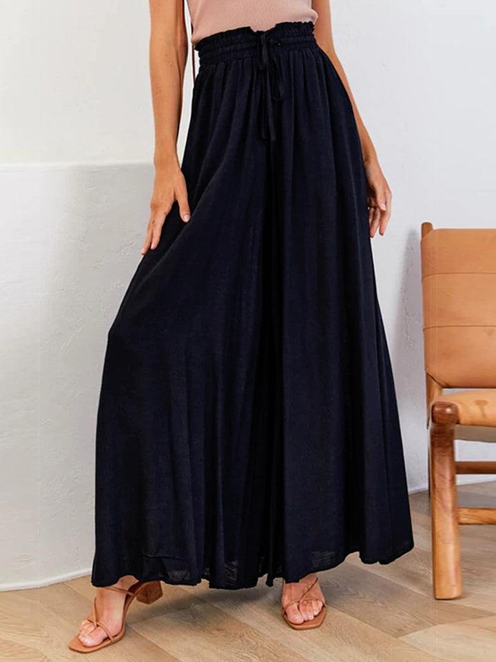 Drawstring Waist Wide Leg Pants - Trendsi
