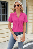 Eyelet Short Sleeve Blouse - Trendsi