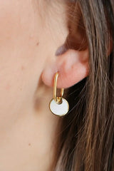 Copper White Mother-Of-Pearl Drop Earrings - Trendsi - Flyclothing LLC