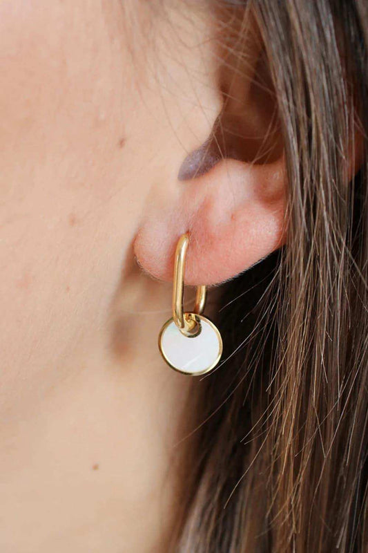 Copper White Mother-Of-Pearl Drop Earrings - Trendsi - Flyclothing LLC