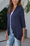 Open Front Three-Quarter Sleeve Cardigan - Trendsi - Flyclothing LLC
