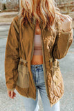 Drawstring Waist Zip-Up Jacket - Trendsi - Flyclothing LLC
