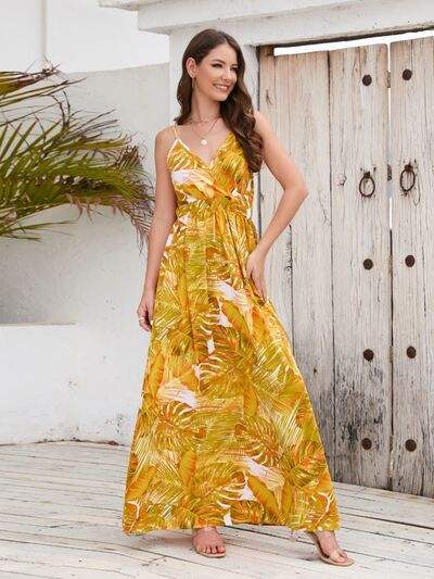 Printed Surplice Spaghetti Strap Dress - Trendsi - Flyclothing LLC