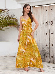 Printed Surplice Spaghetti Strap Dress - Trendsi