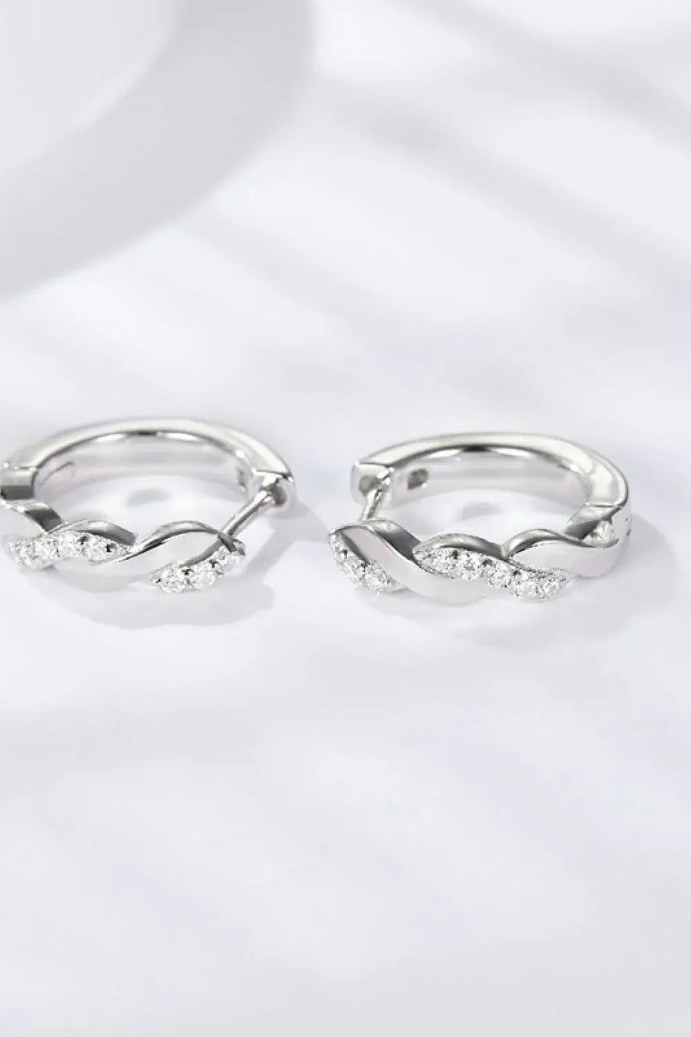 Moissanite Twisted Platinum-Plated Earrings - Trendsi - Flyclothing LLC