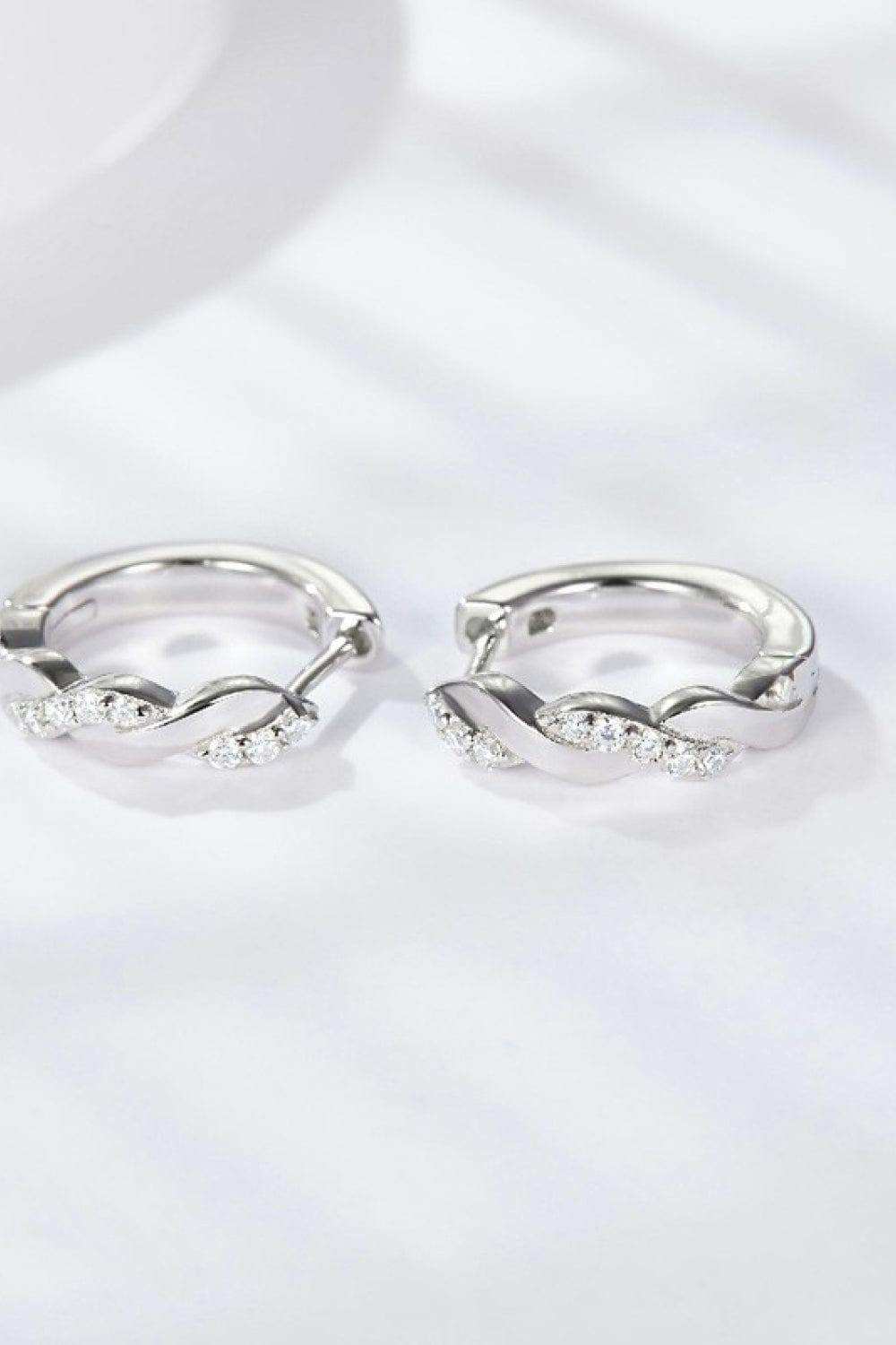 Moissanite Twisted Platinum-Plated Earrings - Trendsi - Flyclothing LLC