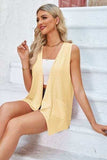 Eyelet Open Front Sleeveless Cardigan - Trendsi - Flyclothing LLC