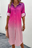 Gradient Long Sleeve Shirt Dress - Trendsi