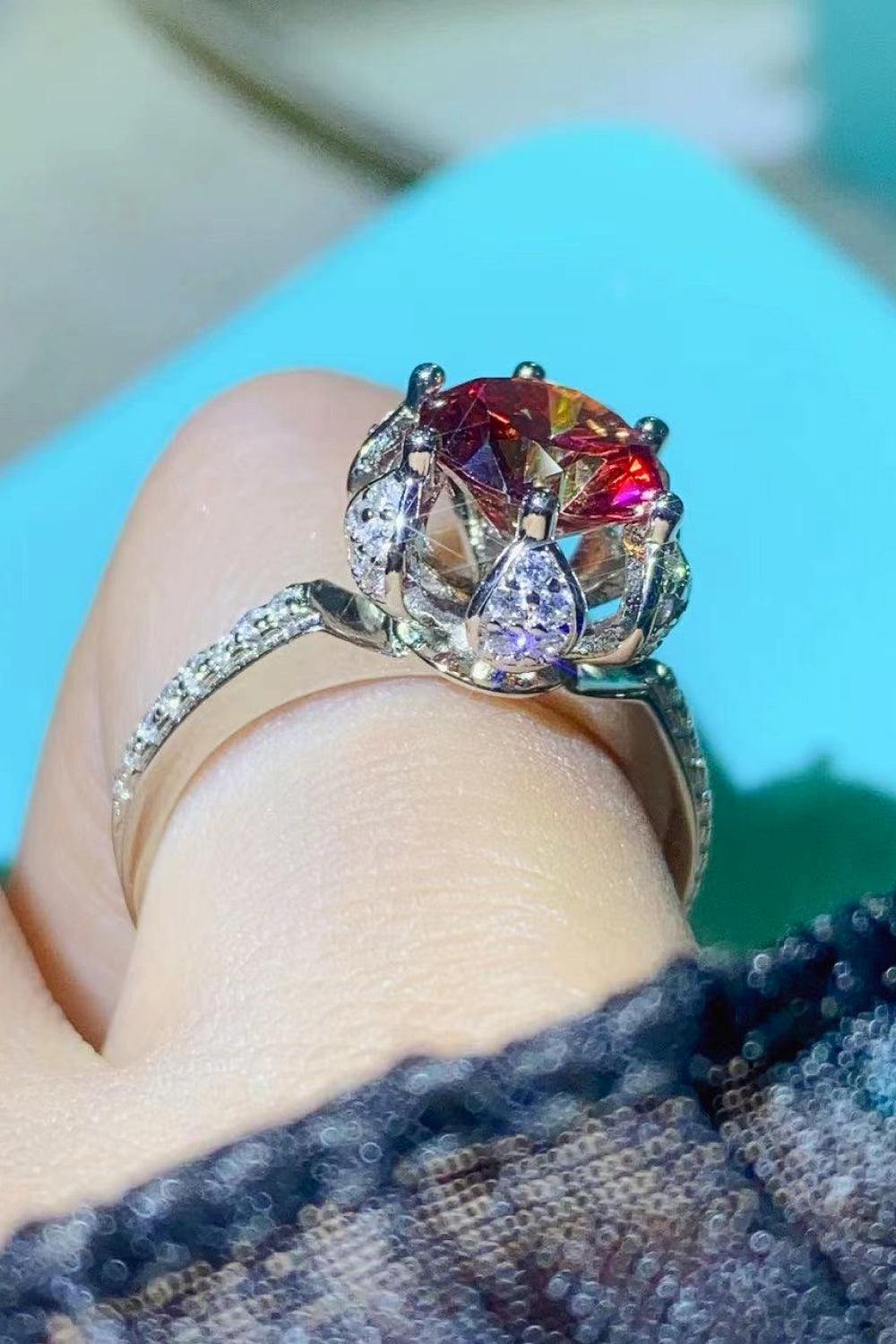 2 Carat Moissanite 6-Prong Ring in Phoenix Fire - Flyclothing LLC