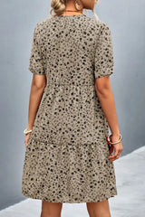 Ditsy Floral Empire Waist Plunge Short Sleeve Dress - Trendsi - Flyclothing LLC