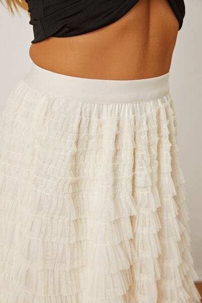 Ruched High Waist Tiered Skirt - Trendsi - Flyclothing LLC