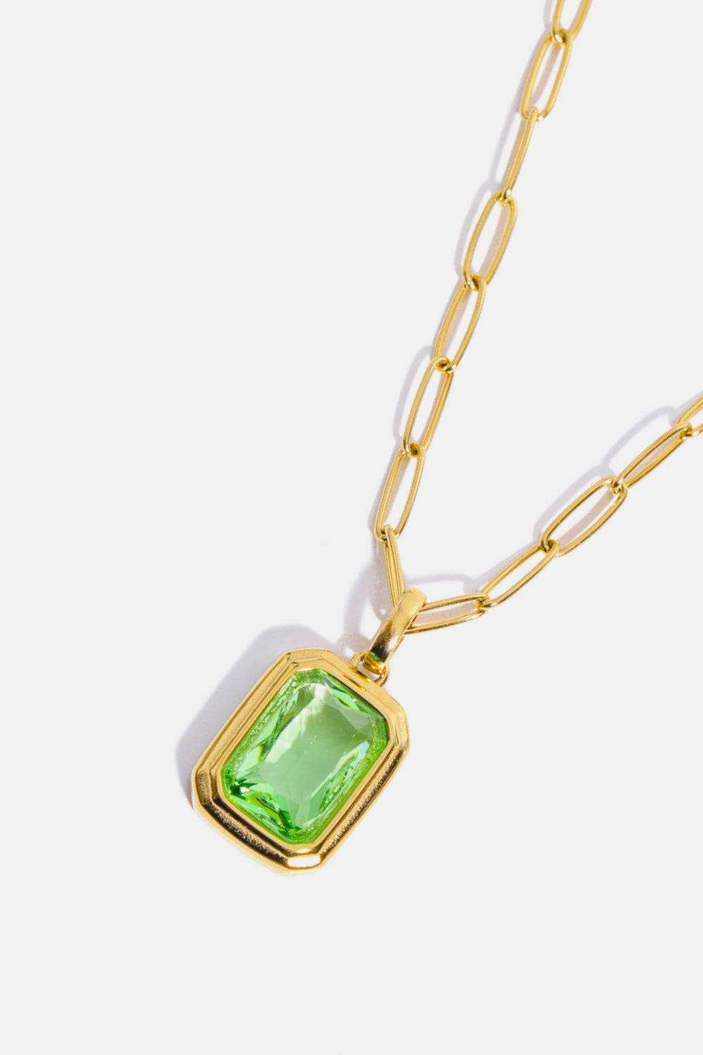 Zircon 18K Gold-Plated Geometrical Shape Pendant Necklace - Trendsi - Flyclothing LLC
