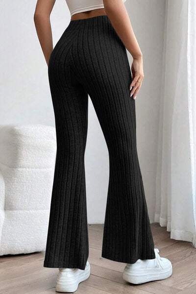 Basic Bae Full Size Ribbed High Waist Flare Pants - Trendsi - Flyclothing LLC