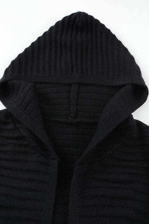 Open Front Longline Hooded Cardigan - Trendsi - Flyclothing LLC
