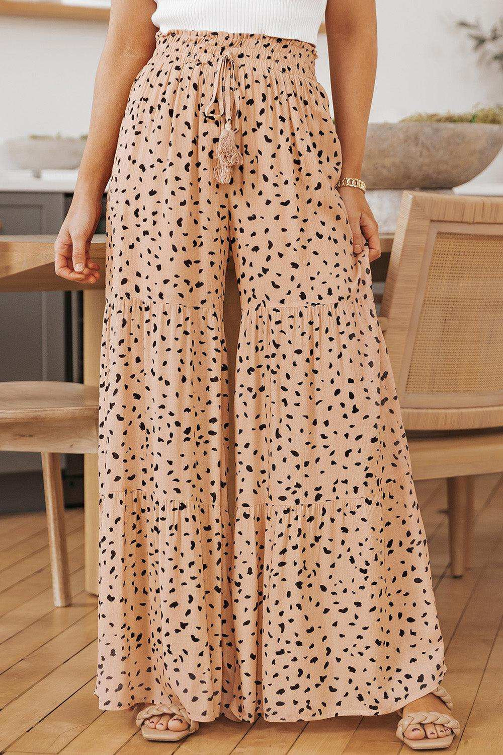 Printed Wide Tiered Pants - Trendsi - Flyclothing LLC