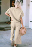 Short Sleeve Top and Pants Set - Trendsi - Flyclothing LLC