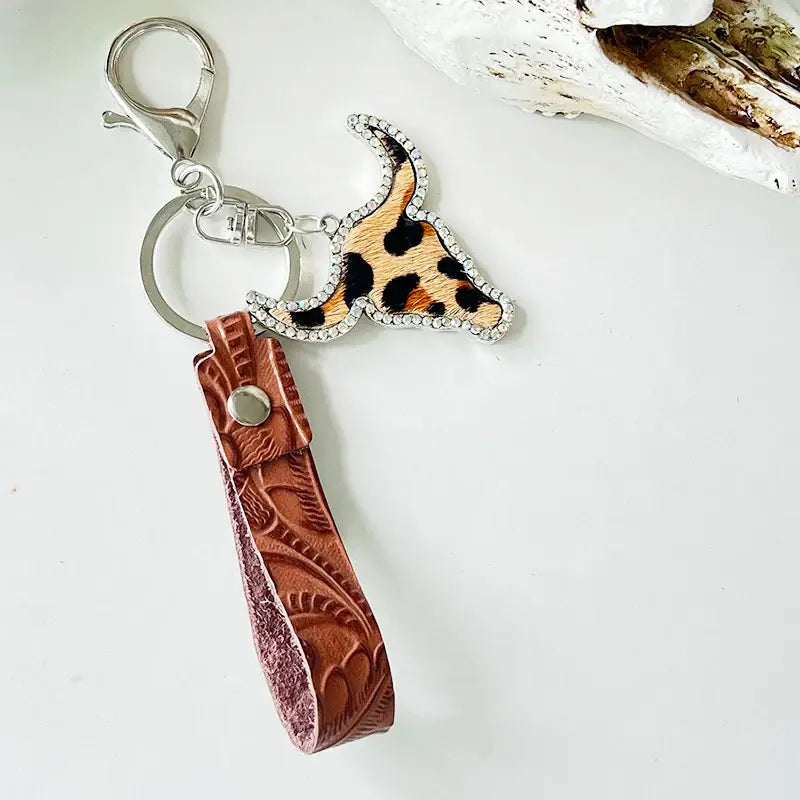 Rhinestone Bull Keychain - Trendsi - Flyclothing LLC