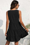 Decorative Button V-Neck Tiered Sleeveless Dress - Trendsi - Flyclothing LLC