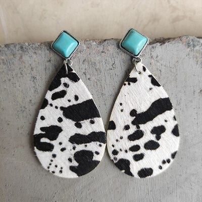 Artificial Turquoise Teardrop Earrings - Trendsi