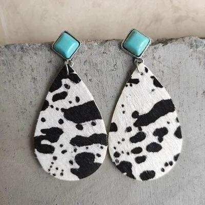 Artificial Turquoise Teardrop Earrings - Trendsi - Flyclothing LLC