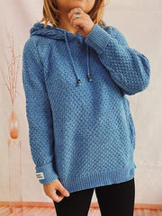 Drawstring Long Sleeve  Hooded Sweater - Trendsi