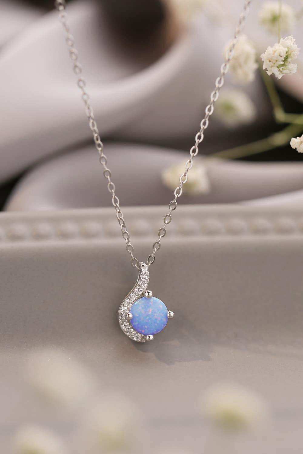 Sweet Beginnings Opal Pendant Necklace - Trendsi - Flyclothing LLC