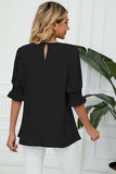 Frill Round Neck Lantern Sleeve T-Shirt - Trendsi - Flyclothing LLC