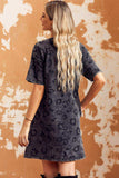 Leopard Round Neck Dropped Shoulder Dress with Pockets - Trendsi - Flyclothing LLC