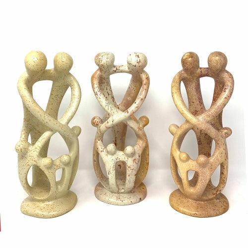 Natural 8-inch Tall Soapstone Family Sculpture - 2 Parents 4 Children - Smolart - Smolart