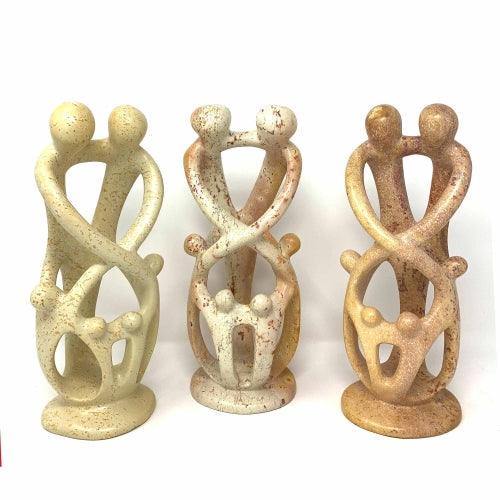 Natural 8-inch Tall Soapstone Family Sculpture - 2 Parents 4 Children - Smolart - Flyclothing LLC