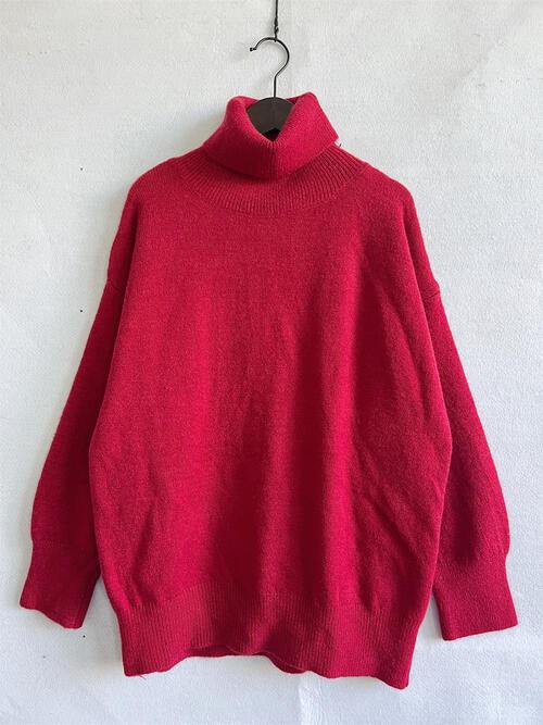Turtleneck Long Sleeve Sweater - Trendsi