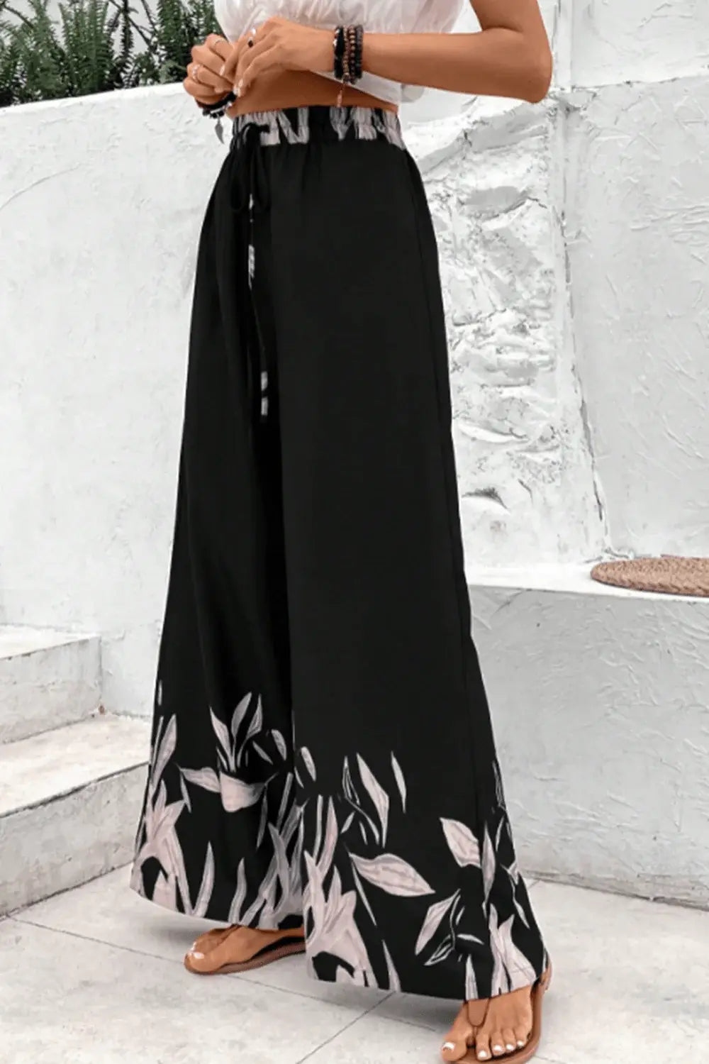 Drawstring High Waist Relax Fit Long Pants - Trendsi - Flyclothing LLC