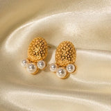 Imitation Pearl Stainless Steel Stud Earrings - Trendsi