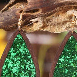 Sequin Wood Teardrop Earrings - Trendsi - Flyclothing LLC