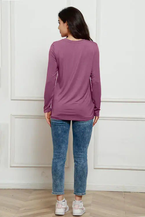 Basic Bae Full Size Round Neck Long Sleeve Top - Trendsi - Flyclothing LLC