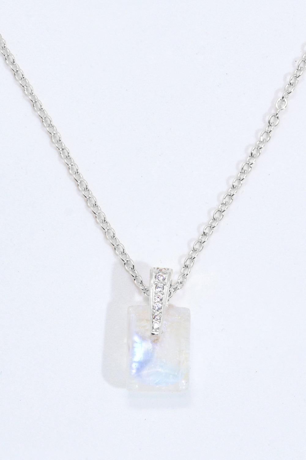 925 Sterling Silver Natural Moonstone Pendant Necklace - Flyclothing LLC