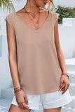 Lace Detail Eyelash Trim V-Neck Tank - Trendsi - Flyclothing LLC
