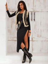 Slit Square Neck Wrap Dress - Trendsi - Flyclothing LLC