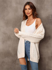 Warm Fall Mixed Knit Open Front Longline Cardigan - Flyclothing LLC