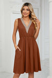 Contrast V-Neck Sleeveless Dress - Trendsi - Flyclothing LLC