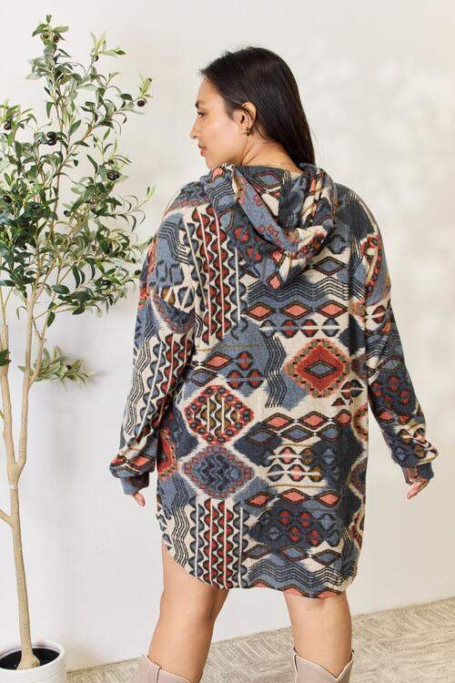 Heimish Full Size Printed Button Up Hooded Jacket - Trendsi - Flyclothing LLC