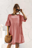Boat Neck Flounce Sleeve Knee-Length Dress - Trendsi - Flyclothing LLC