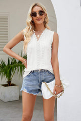 Spliced Lace V-Neck Tank - Trendsi - Flyclothing LLC