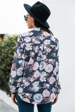 Floral Print Mock Neck Button Front Shirt - Trendsi