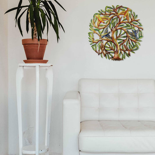 24 inch Painted Tree with Birds - Croix des Bouquets - Croix des Bouquets