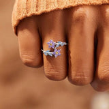Flower Shape Inlaid Zircon 925 Sterling Silver Ring - Trendsi