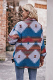 Geometric Dropped Shoulder Jacket with Pockets - Trendsi