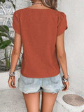 Decorative Button Asymmetrical Neck Blouse - Trendsi - Flyclothing LLC