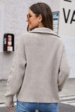 Half Zip Mixed Knit Collared Sweater - Trendsi