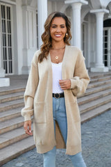 Open Front Dropped Shoulder Cardigan with Pocket - Trendsi - Flyclothing LLC